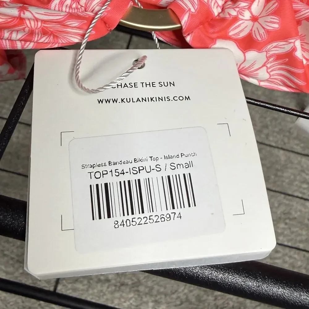 Kulani Kinis Strapless Bandeau O-Ring Bikini Top Only S Island Punch
